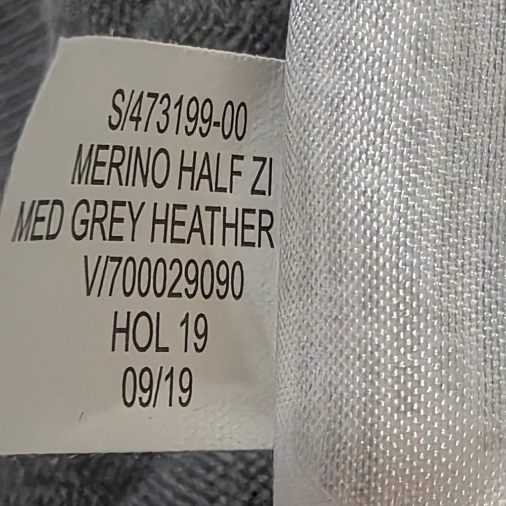 Banana Republic Mens Italian Merino Wool Quarter Zip Sweater Medium Grey Heather